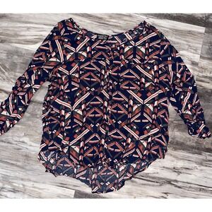 Papermoon Stitch Fix Shirt Womens XL Petite Dark Blue Lightweight See Meas